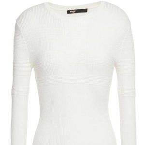 (NEW) MAJE Mana ribbed and pointelle-knit sweater